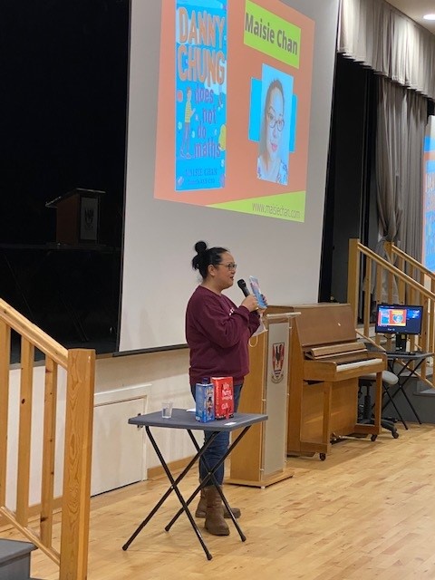 CaldervaleLib's tweet photo. Our S1 pupils enjoyed their visit from "Danny does not do Maths" author Maisie Chan @MaisieWrites.  Maisie got lots of exercise running around answering lots of interesting questions. #NLCReadtoSucceed Author Tour.  Thanks to @NLCLearningHub and @ScottishAttain1. #ReadingSchools https://t.co/yKQhECopVF