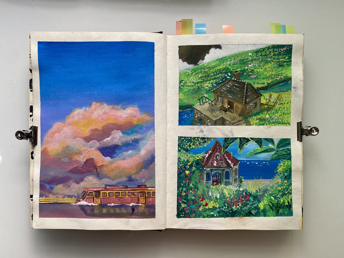 daixykaren's tweet photo. Ghibli scene paintings done in 2020, 2021 &amp; 2022 🌱 https://t.co/gMhgYVSXfy