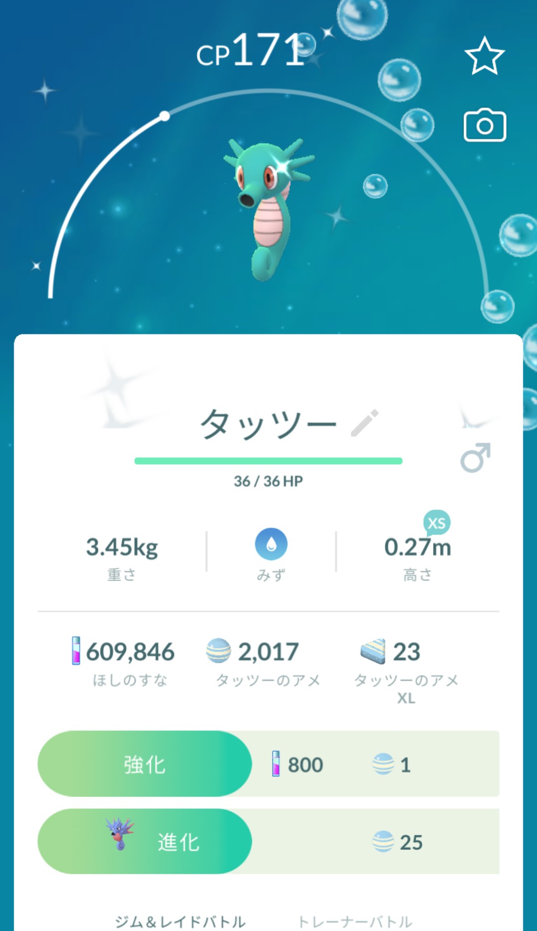 ウーミン 今日はタッツーの色違いが来てくれたというか狙ってタッツーをゲットしまくったんだけど これで一匹キングドラに進化させられるぞ T Co Nvepytqnm3 Twitter