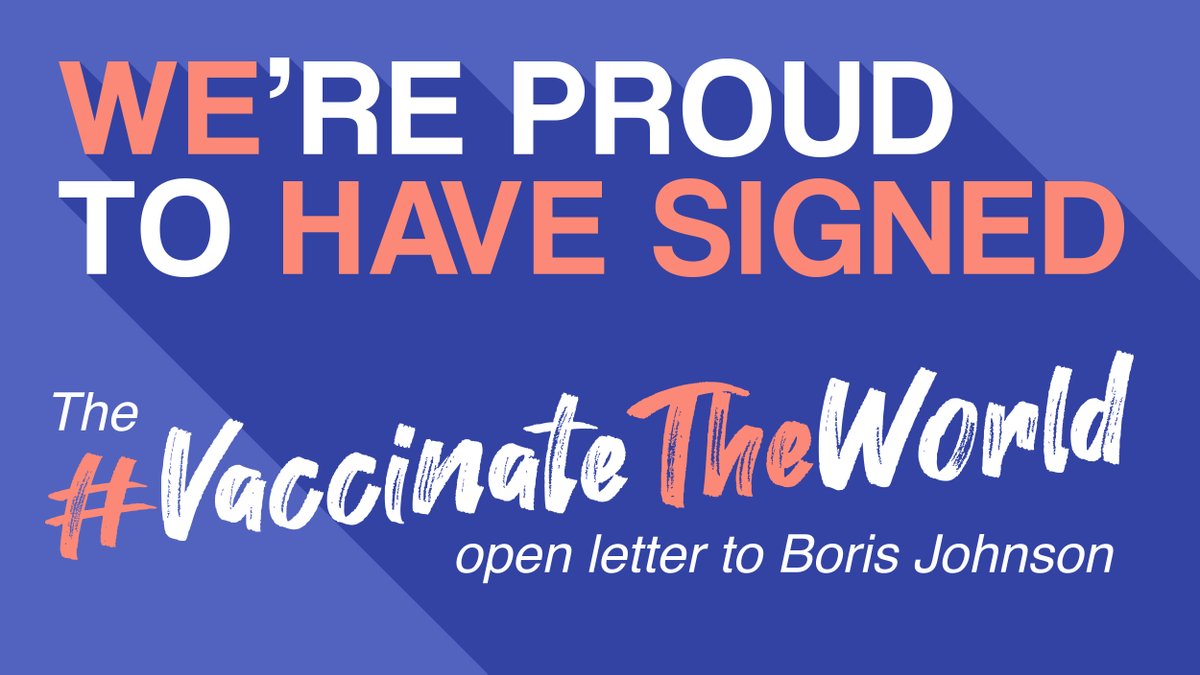 We're proud to be amongst several organisations calling for the UK to give its fair share to @ACTAccelerator to help #VaccinateTheWorld. 

Read the @world_vaccinate letter to @BorisJohnson here: loom.ly/Av58pCA