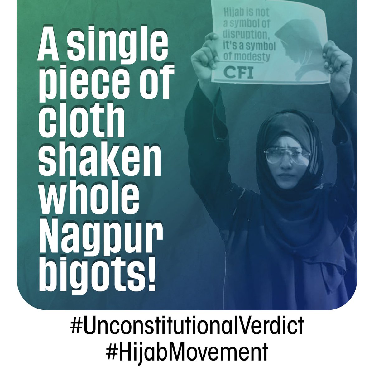 FrontKottayam's tweet photo. Court can't decide what is an essential practice in a religion. Hijab is an essential practice in Islam and we'll continue to wear it. Our fight for the rights have only begun 
#Unconstitutionalverdict 
#Hijabmovement https://t.co/RFk5HgT4Wn