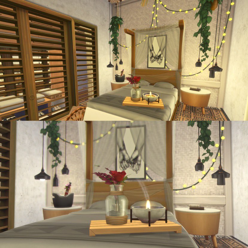 SimLuski's tweet photo. Third week of #ts4buildersgames “puzzle shell” Tropical Honeymoon suite💍🌴 Hope you like it!🤍

✔️No cc/mods
✔️play tested
✖️Gallery art by me: SimLuski 

Competition hosted by @jubiesims 🤍
@TS4BuilderGames @TheSims 
#TheSims4 #ShowUsYourBuilds https://t.co/UugTY8gh4v