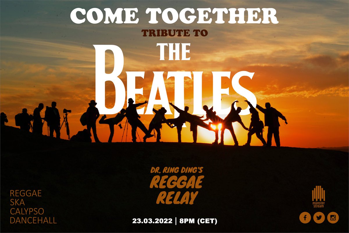reggaerelay's tweet photo. #MünsterStream - #DrRingDing's #ReggaeRelay *Come Together - Tribute to The Beatles*
Diesmal mit handverlesenen Tracks zu einem @TheBeatles Tribute mit einem karibischen Twist (and shout)...
🎙 @RingDingOf
📻 @MuensterStream
📆 MITTWOCH
⏰ 8PM (CET)
auf https://t.co/95YjrS8J62 https://t.co/2dIFDWbjkg