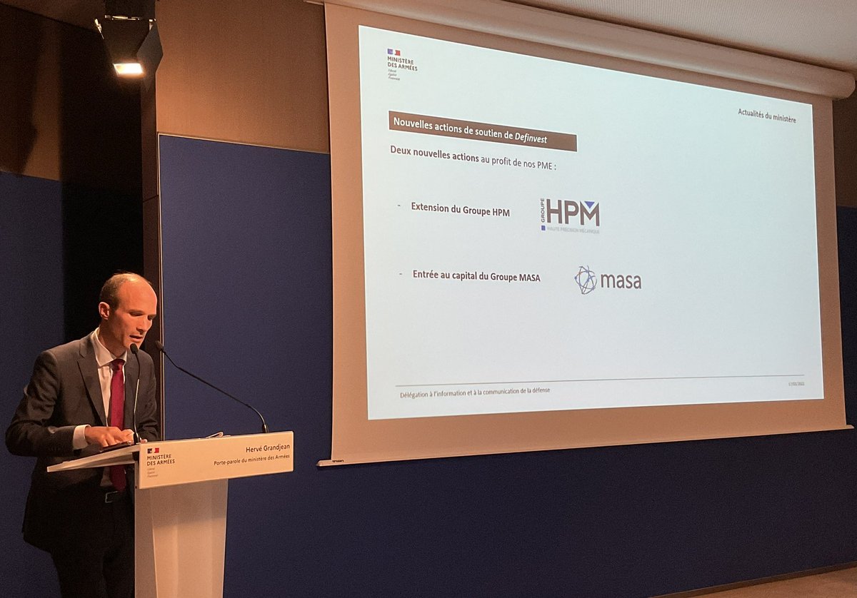 Armees_Gouv's tweet photo. 📈 Le fonds Definvest a conduit deux nouvelles actions au profit des PME Groupe HPM et groupe MASA
➡️Acquisition de la société ERMA 38 par Groupe HPM
➡️Entrée au capital de Groupe MASA
#NotreDéfense https://t.co/pQwY7lsYbS