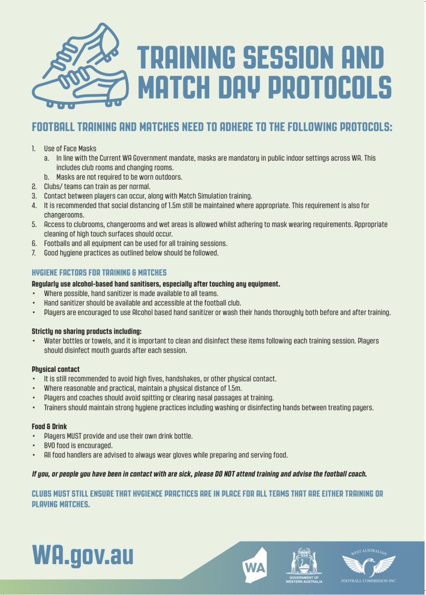 Make sure your club is Match Day ready and adhering to protocols at training.🏉😷