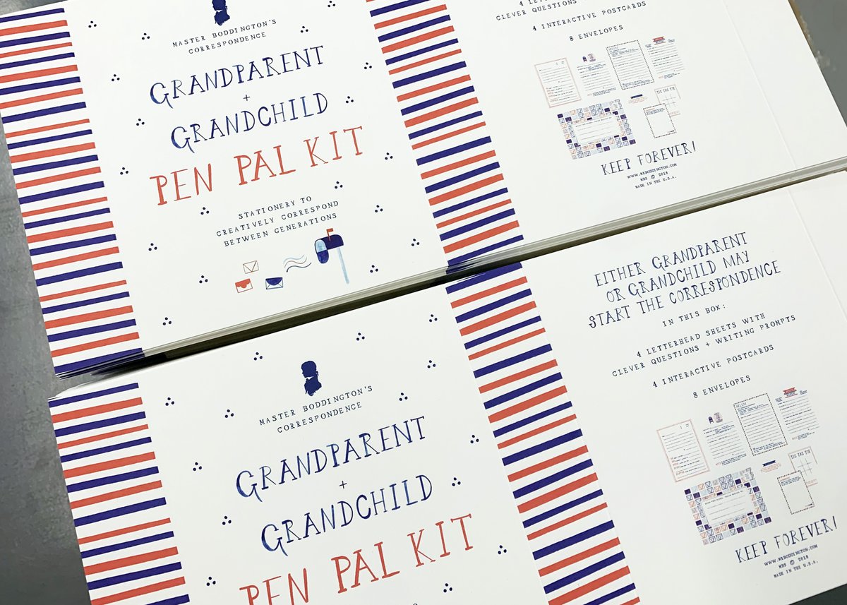 GSBDigital's tweet photo. Mr Boddington's Studio, is prepping for a restock of their endearing Grandparent + Grandchild Pen Pal Kit. We produced these greeting card kits (https://t.co/vPZ2NSGh36) which are exceptionally designed to capture that forever keepsake correspondence. 
#digitalprinting https://t.co/eX5R4ZsTPn