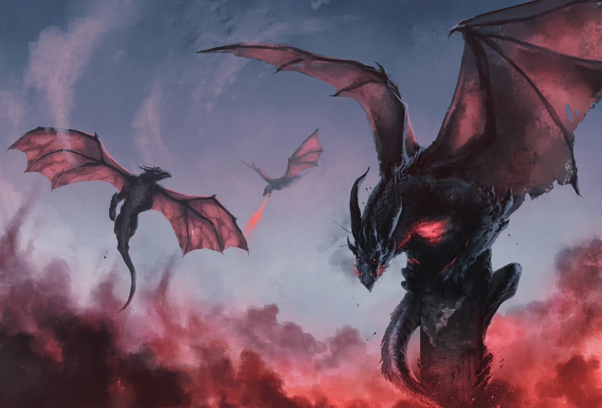 I made a few tweaks to this one at the end of last year and I don't think I actually posted it . . . so here's the final (final final) painting #dragons #paintingdragons #fantasy #fantasyart #fantasyartist #monsters #creaturedesign #ArtistOnTwitter