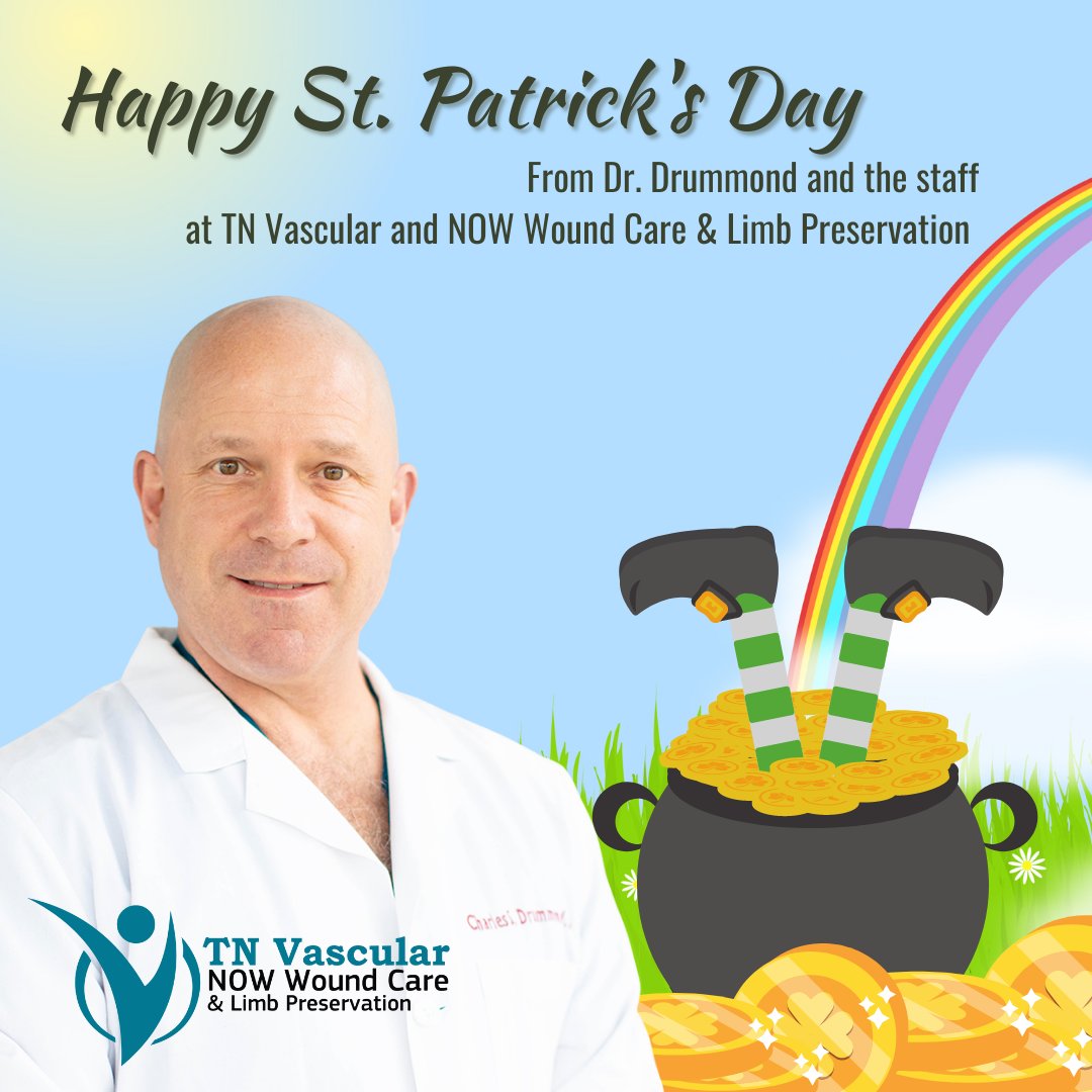 TnVascular's tweet photo. 🍀 Happy St. Patrick's Day!

#StPatricksDay #SavingLegs #March #Spring #ThursdayVibes #WoundCare https://t.co/r1VkvyTb3D