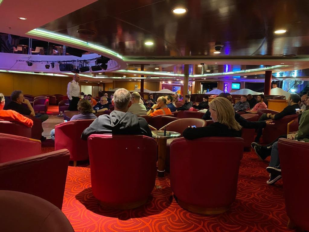 KarlTurnerMP's tweet photo. BREAKING 🚨: The captain of The Pride of Hull addressing workers on the ship. They have support right across the city of Hull &amp; the rest of the country and are determined to stay on board for as long as it takes. They should have the full backing of every working person in the UK https://t.co/Mg9LFR0IPo