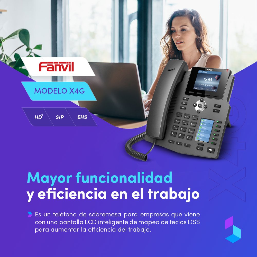 bestsol_peru's tweet photo. #FanvilX4G es un teléfono con funcionalidades ideales para las labores empresariales, cuenta con hasta 4 líneas SIP, ha sido diseñado buscando la facilidad de uso hasta en los detalles más pequeños con puertos de red duales en GIGA con velocidad 10/100/1000 Mbps y #PoE integrado. https://t.co/wQRB5S7WKf