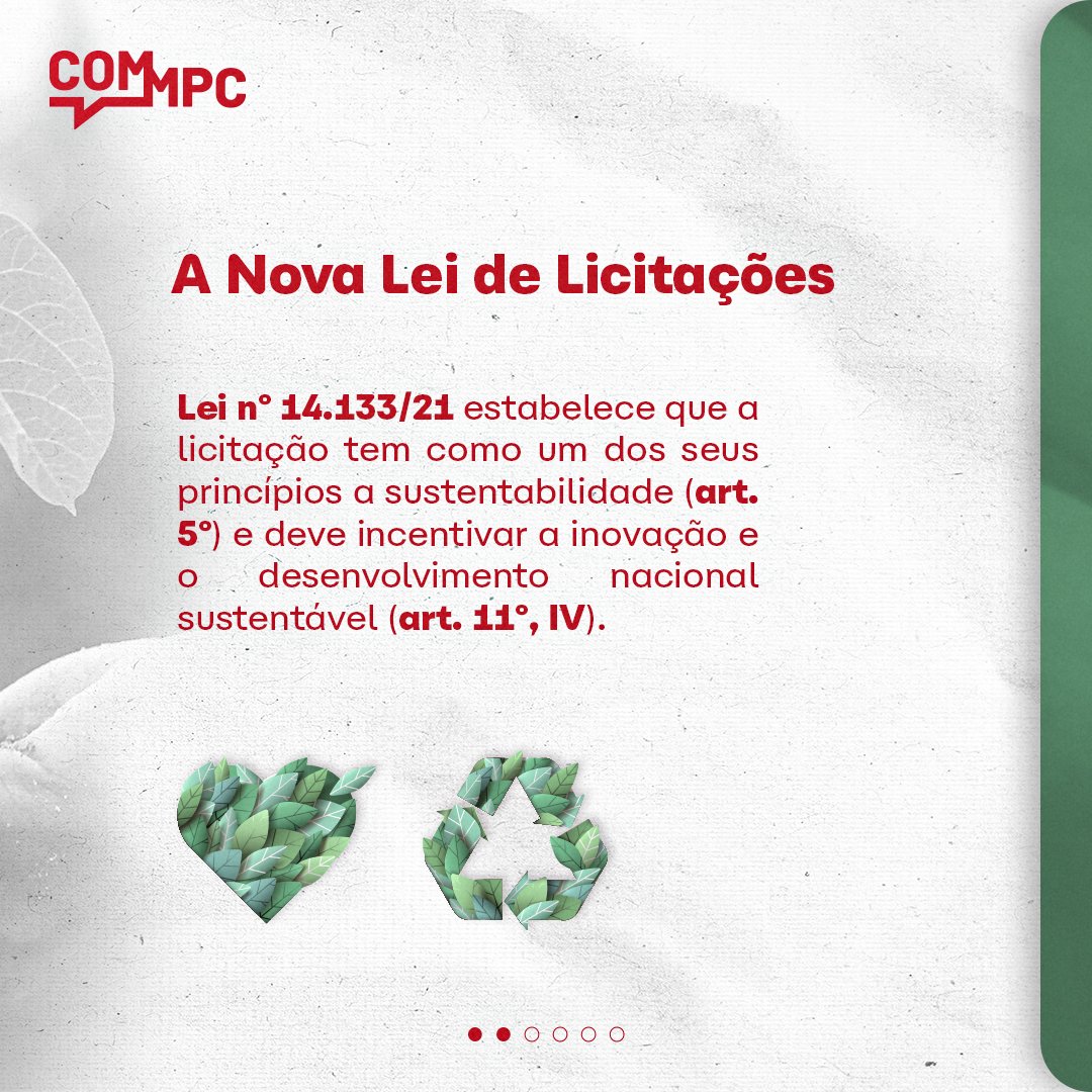 mpcdems's tweet image. Você sabia que os gestores devem promover a sustentabilidade nas atividades da Administração Pública?
Um dos caminhos para alcançar esse objetivo é por meio das &quot;Compras Públicas Sustentáveis (CPC)&quot;.
Confira o post que o #MPC explica para você!
#mpc #commpc