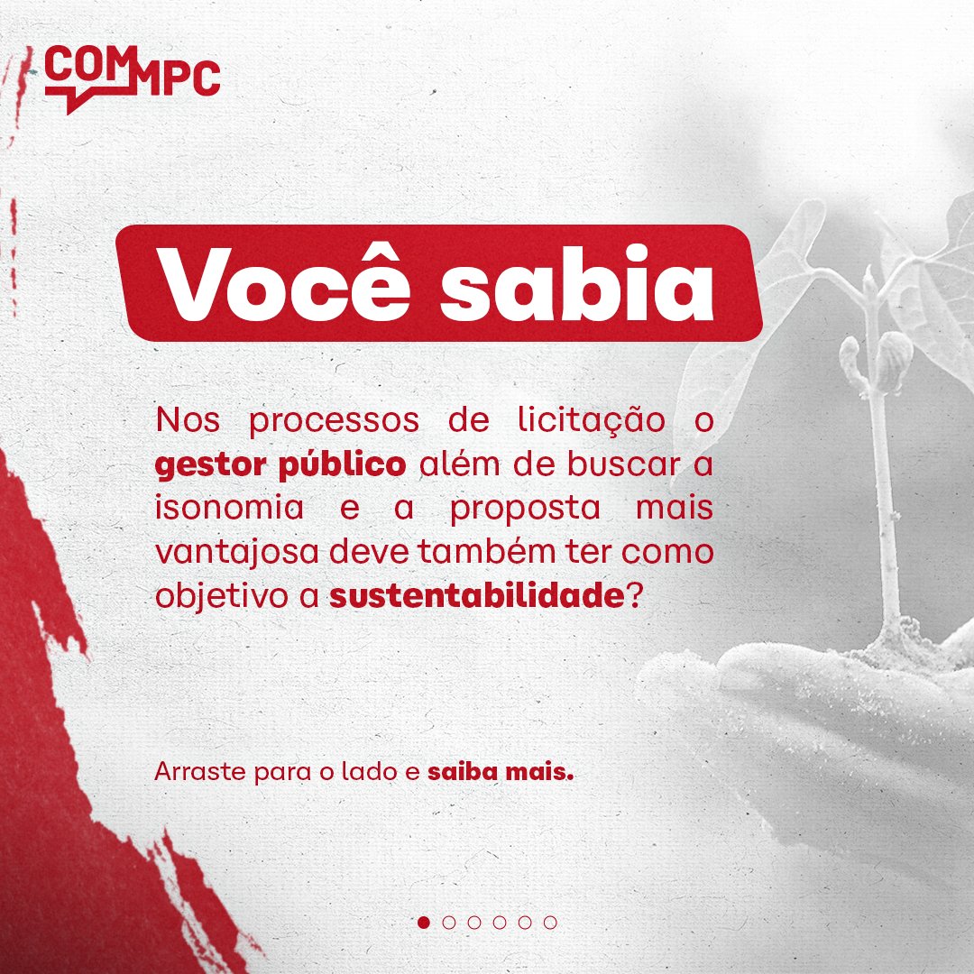 mpcdems's tweet image. Você sabia que os gestores devem promover a sustentabilidade nas atividades da Administração Pública?
Um dos caminhos para alcançar esse objetivo é por meio das &quot;Compras Públicas Sustentáveis (CPC)&quot;.
Confira o post que o #MPC explica para você!
#mpc #commpc
