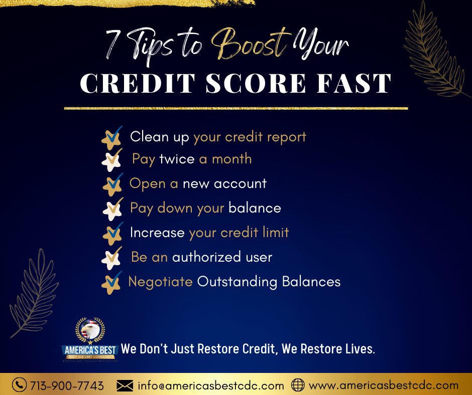 AmericasBestCDC's tweet photo. Declined due to a low credit score? Here are seven (7) tips you can use to boost your credit score quickly and increase your chances of getting approved.
Call us now for a FREE CONSULTATION!
๐713-900-7743
#creditrestoration #badcredit #badcreditscore #creditscore https://t.co/0MVLwot8t0