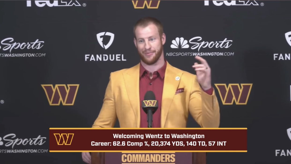 Field Yates on Twitter "Carson Wentz in the Commanders colored outfit