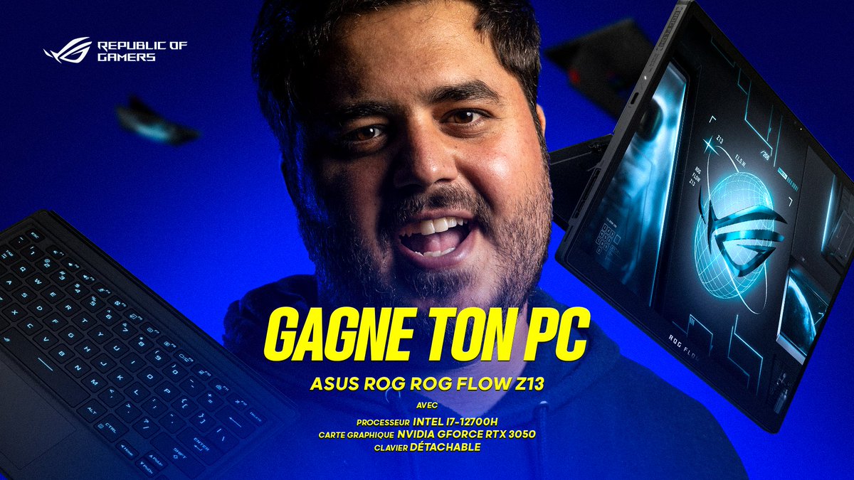 Doigby's tweet image. CONCOURS 🎁

C'est la régalade du jour ! Je vous fais gagner un PC ASUS ROG FLOW Z13 et son clavier détachable, parfait pour le gaming 🥰🔥

☑ Follow @Doigby &amp;amp; @ASUS_ROG_FR
☑ RT et Like ce tweet
📅 Tirage au sort le 22/03