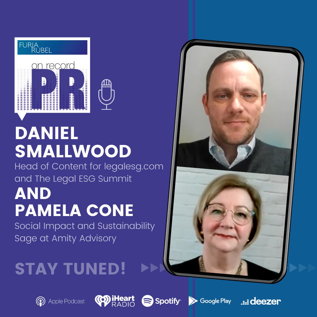 onrecordpr's tweet photo. Stay tuned for next week’s episode!

Join us for a discussion with Daniel Smallwood, Head of Content for @esg_legal, and @pamelacone, Social Impact and Sustainability Sage at Amity Advisory, about #ESG and why it matters.

Catch up on previous episodes at https://t.co/TNNHdckVr3. https://t.co/CQlo6vAieO