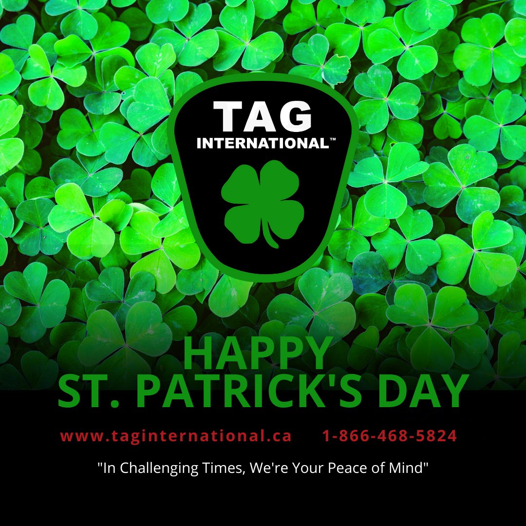 TagInternation3's tweet image. ☘️ Happy St. Patrick’s Day - “Wherever you go and whatever you do, may the luck of the Irish be there with you.”

Email info@taginternational.ca
☎️ 1-866-468-5824
taginternational.ca