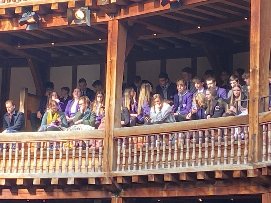 OrielHighSchool's tweet photo. Great opportunity on Tuesday for 10b to watch a brilliant performance of #Macbeth @The_Globe great chance to enjoy live theatre in such an iconic venue whilst honing loads of skills for #GCSEEnglishLiterature 🎭 💜 10a go next week! #PurplePalaceOnTour #DoubleDoubleToilAndTrouble https://t.co/uDqx3zA7HW