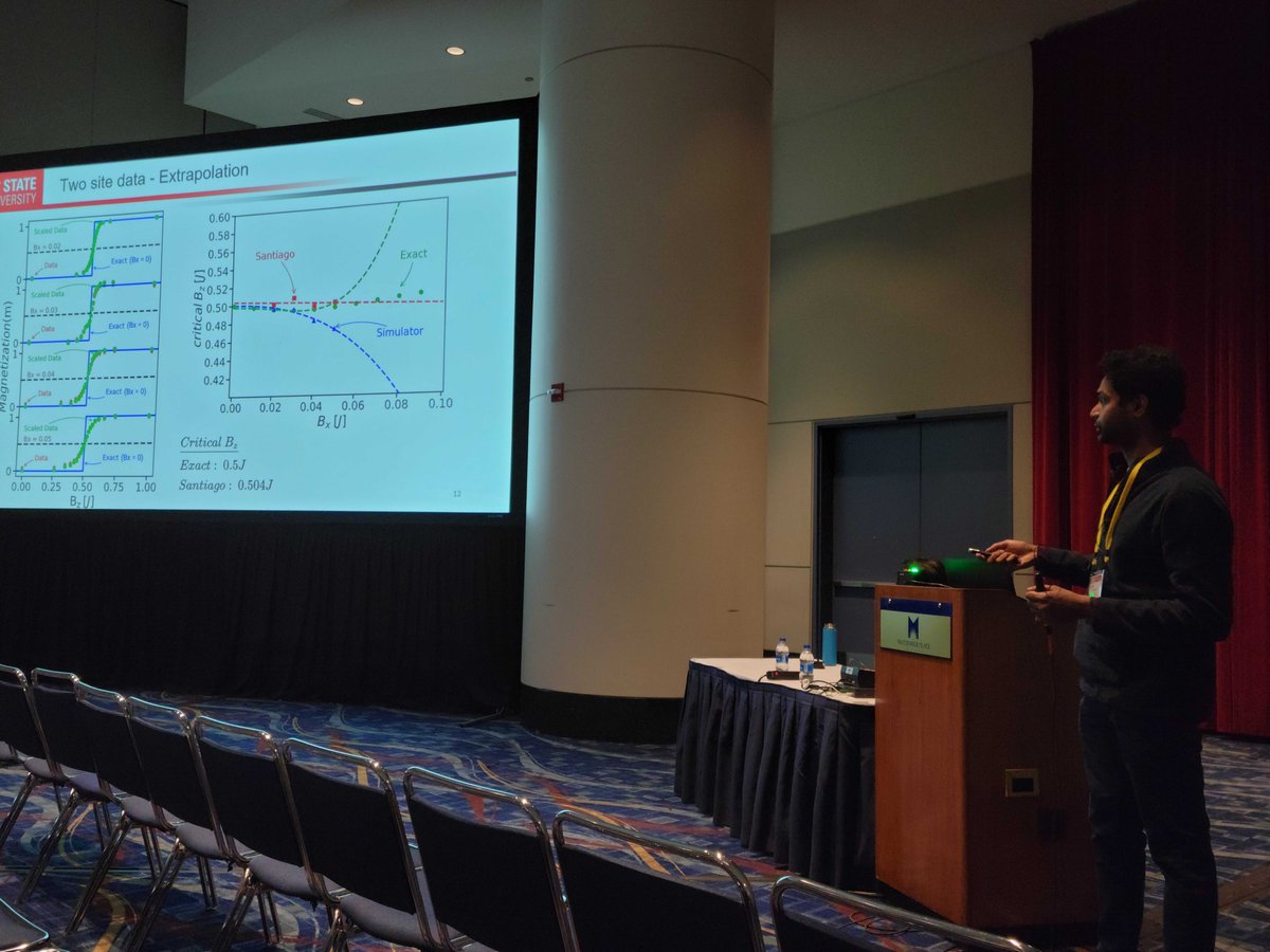 Akhil presented his work on identifying quantum phase transitions at #apsmarch. Nice work!