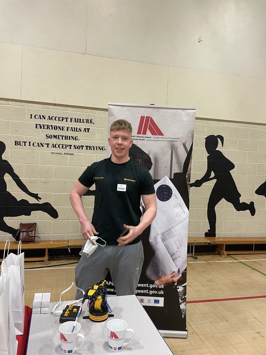 Aspire @BlaenauGwentCBC Apprentice Tommy supporting at a Careers Event today with Mentor Julie @ALC_SECONDARY, raising aspirations #FutureskillsBG @bevan452 @BGCBCSTEM @STEMpwdLearning @WelshGovernment @JaredKarlGreen @CCR_RSP @nicp15