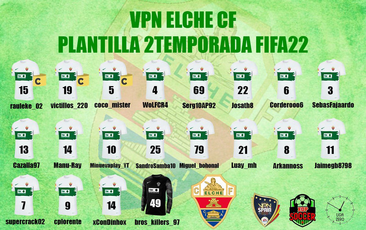 Nuestros 20 guerreros para esta nueva temporada que pinta muy pero que muy bien y queremos hacerlo #ALOELCHE . 💚🤍🏆