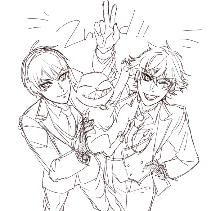 ラフだけ描いて…ツイチャン観ながら寝ます～!!二周年おめでたい😭😭✨✨ 