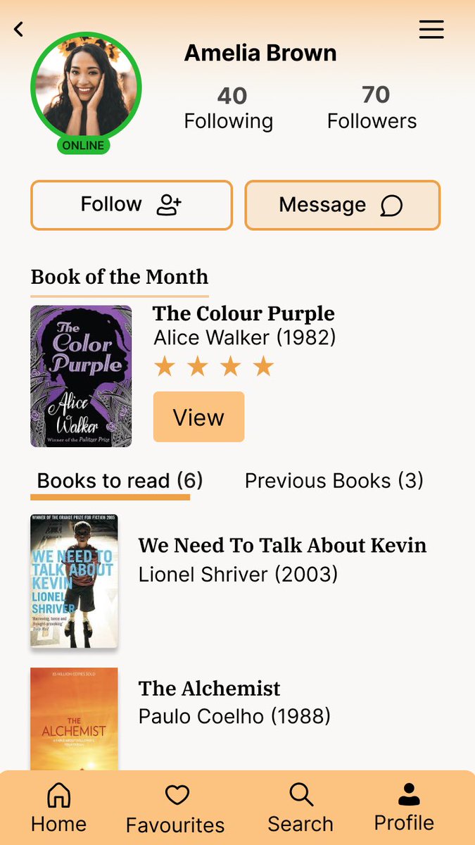 GemsUXUI's tweet image. This is my go of #dailyui 006 of a user profile for a book club app. (Taking into account accessibility).  Any feedback is appreciated! The second image was my original design but after some feedback I ended up with the first design ☺️😌 #uxui @lovecircular_