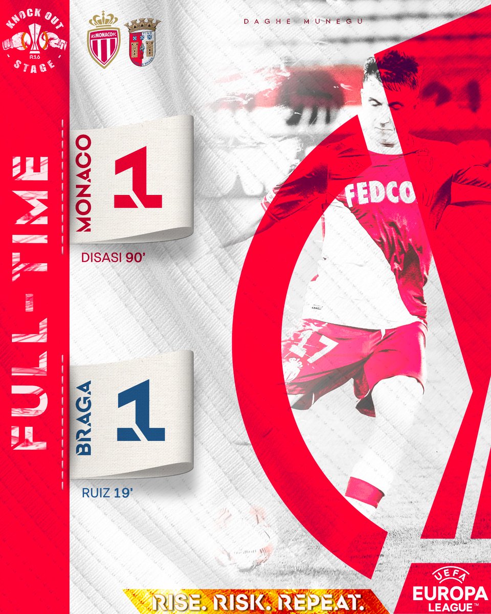AS_Monaco's tweet photo. Fin de l'aventure européenne. Prochain match dimanche face à Paris. 

➥ 𝟭-𝟭 I #ASMSCB https://t.co/vknZkjKyPz