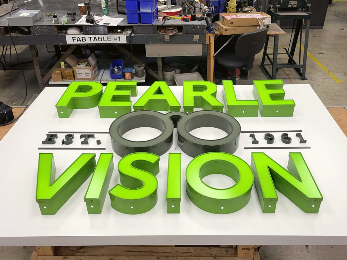 Happy Green Day! Our team is working on something green in the shop! The Pearle Vision logo is underway! 

#happystpatricksday #projectoftheday #shopwork #buildingsignage #customsignage #business #Kingston