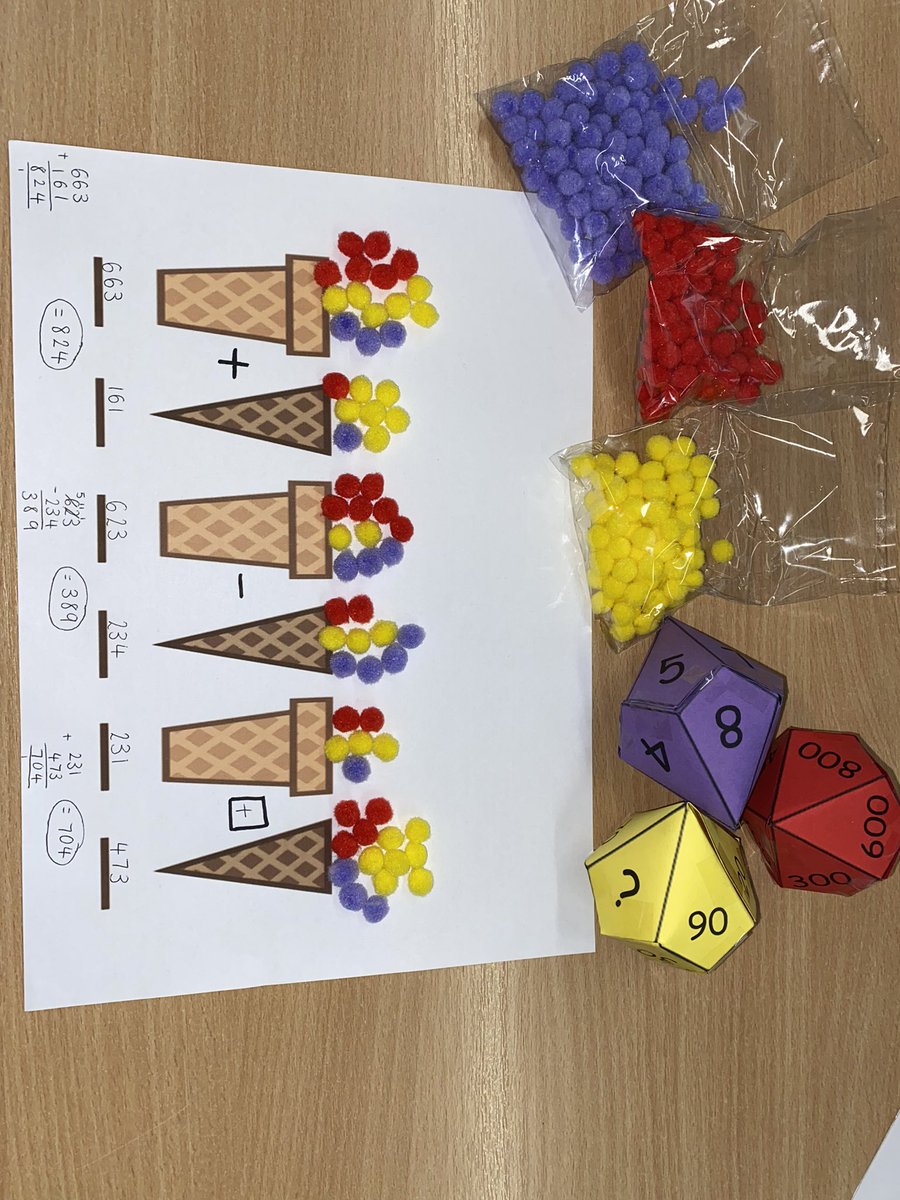 MissLawrence's tweet photo. Anyone want to make an ice cream? 🍦After weeks of planning and creating, my maths game is finally complete for my PED1022 assignment. Covering place value, number, addition and subtraction; this game is aimed at year 3 students for consolidation in an engaging and fun way! https://t.co/GYWuqvvyFn