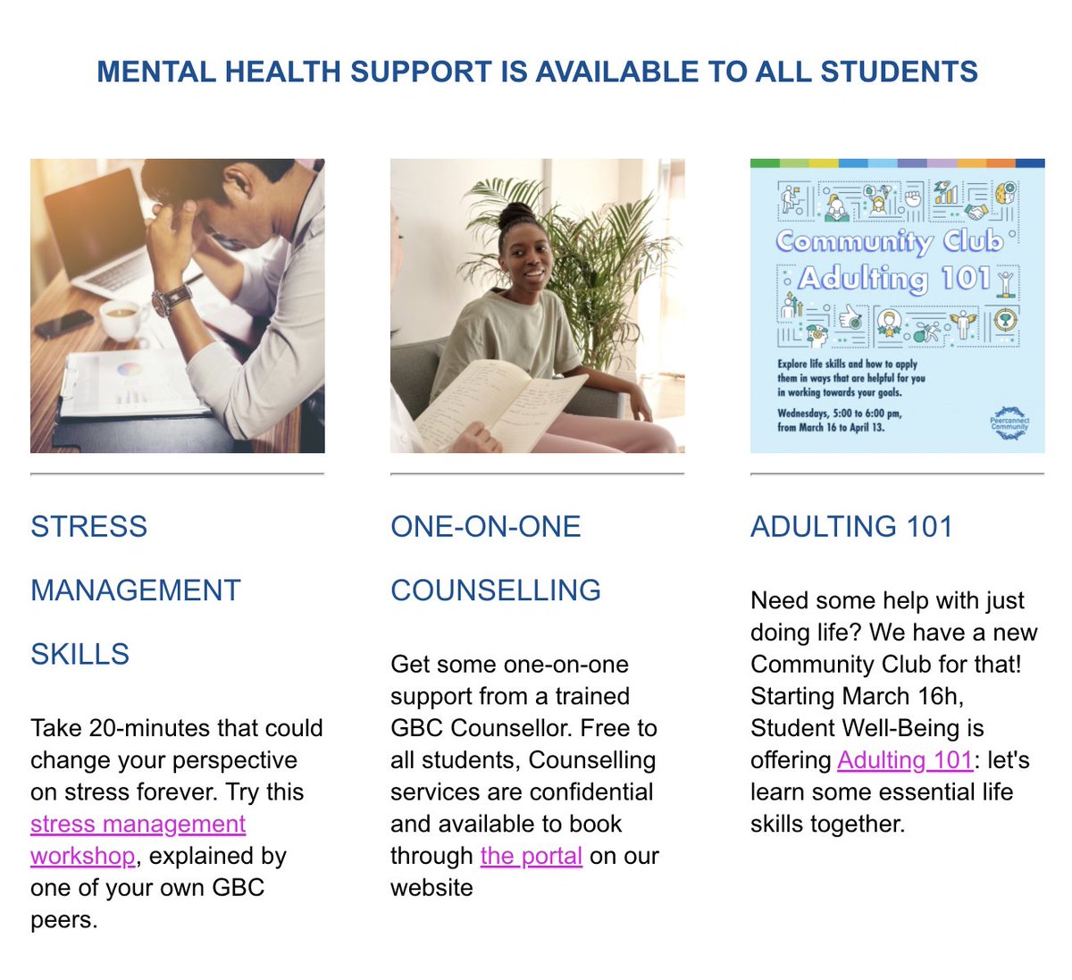 scribblering's tweet photo. Part of the contents of a #GeorgeBrown email to students. I get the spirit of the missive, but given the looming #ontariocollegestrike and what we have endured during the pandemic, I find the "Adulting 101" component insensitive. #ontariocolleges #facultystrike #MARK1051 https://t.co/mZ3RjprtGA