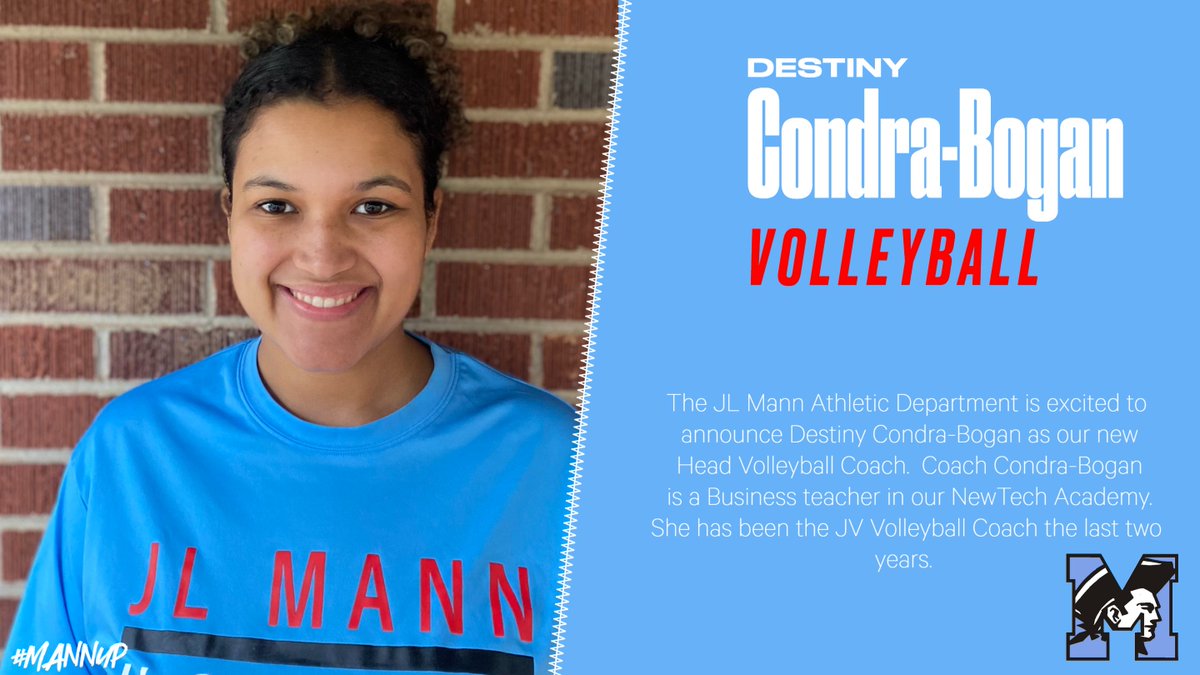 We are excited to see what the future holds for our volleyball program with Coach Condra-Bogan! <a href="/JLMannVball/">J.L. Mann Volleyball</a>