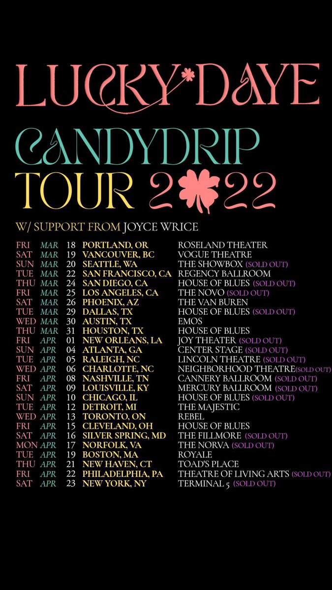 🚨 | One more day until the Candydrip Tour with Lucky Daye and Joyce Wrice

What show will you be at? #DayeOnes