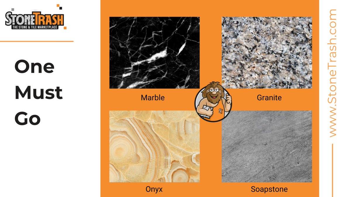 Stonetrashhq's tweet photo. Which do you choose?
#onemustgo #1mustgo #eliminate1 #eliminateone #marble #granite #soapstone #onyx #naturalstone #stonecountertops #stoneslabs https://t.co/GjOR9dTS51