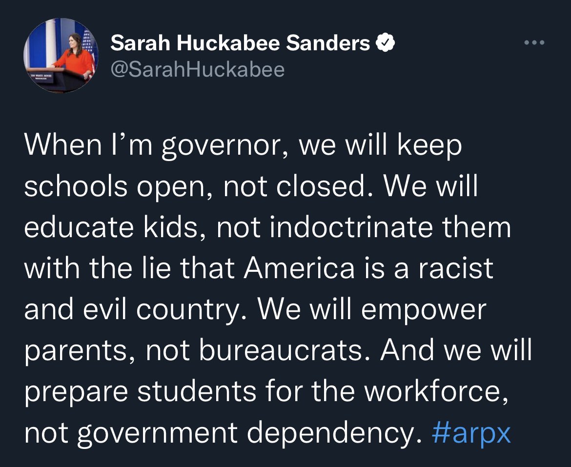What an abject insult to the educators and staff who are lifting up kids every day. The schools are open and no teacher in Arkansas is teaching that America is evil or how to become dependent on government.

Why do Republicans tolerate these lies about Arkansas schools?