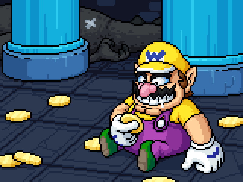 'But where did it store these? It didn't even have pockets!' My part of an art trade with RedMachine2016 on DeviantArt. #Wario and #WarioLand belong to #Nintendo. #ワリオ #ワリオランド
