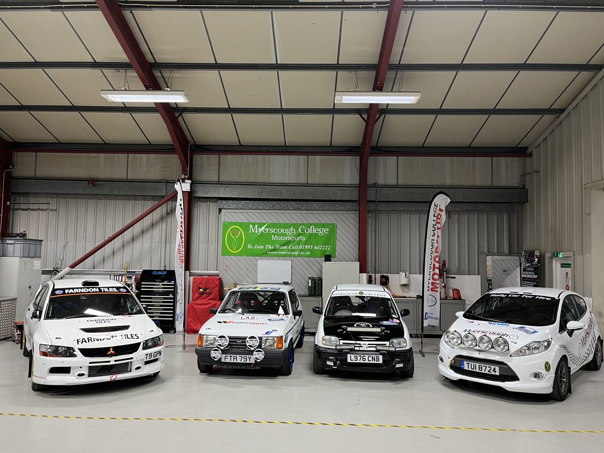 ⁦<a href="/My_Motors/">Myerscough College</a>⁩ ⁦<a href="/MyerscoughColl/">Myerscough College & University Centre</a>⁩ #motorsport #rally cars ready for ⁦<a href="/northweststages/">Legend Fires North West Stages</a>⁩ … we are so excited! See you in #Garstang #Lancashire for the opening ceremony tomorrow night