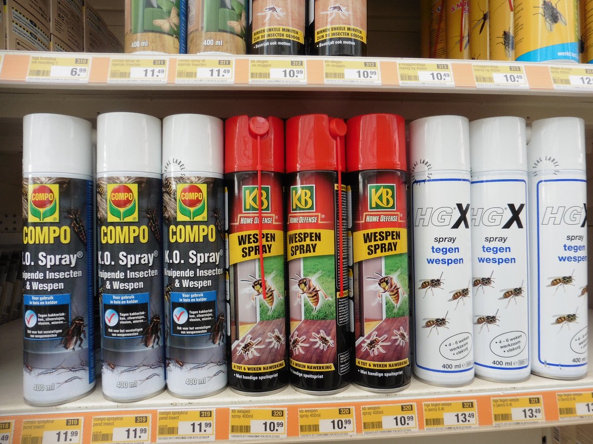Hoe is het mogelijk:nog steeds verkoopt Praxis zeer giftige middelen. Let op het etiket koop geen producten met #permethrin #tetramethrin #pyrethrin #lambdacyhalothrin #imidacloprid. Ze doden niet alleen wespen of mieren maar ook veel andere insecten.
En wel bijenhotels verkopen