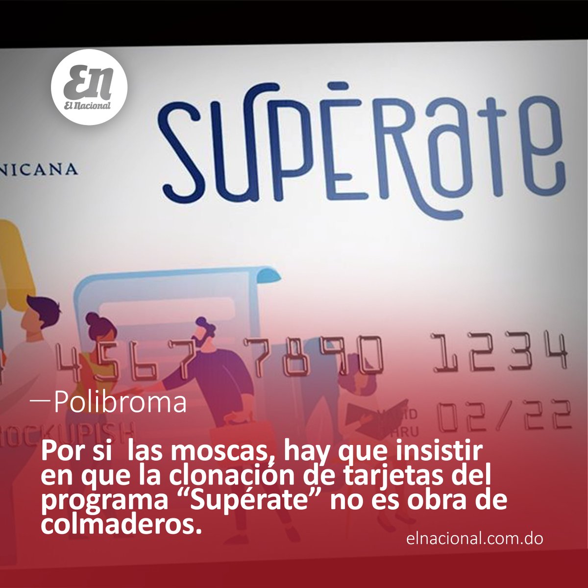 ElNacionalRD's tweet photo. #PolibromaEN | ¿Estamos?
Ver link: https://t.co/jtx3sDAUPQ
#ProgramaSupérate #Colmaderos #ElNacionalRD https://t.co/yHi9MJ9WAs