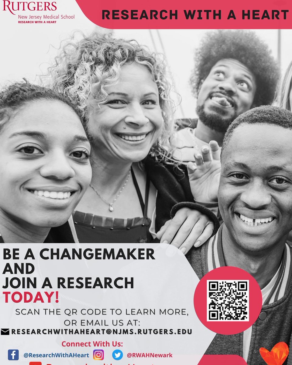 C H E C K  I T  O U T ❗️

Interested in participating while earning $ for your time🤔 ❔

Contact us to find out more: 
📞 1-844-782-6765
📧 ResearchWithAHeart@njms.rutgers.edu
#ResearchWithAHeart #RutgersNJMS #PaidOpportunities #Newark #Treatment #Prevention #ClinicalTrials