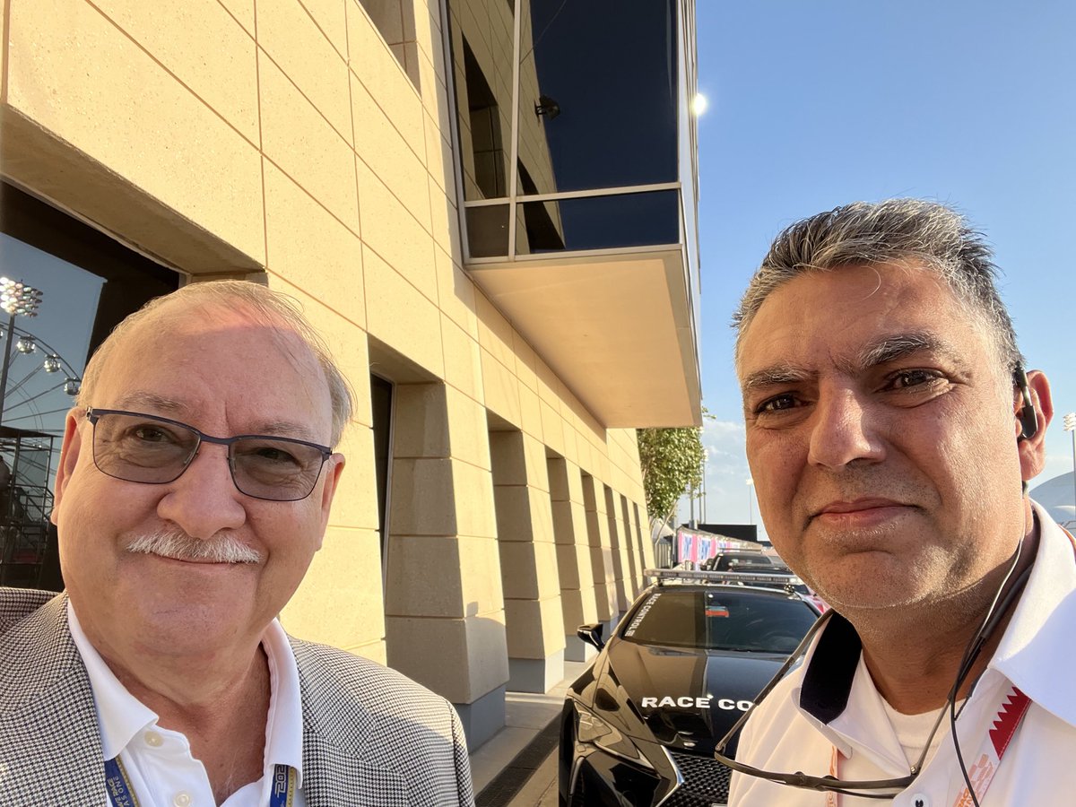 ACCUSmayor's tweet photo. Meanwhile in the ⁦@BAH_Int_Circuit⁩ ⁦@F1⁩ pits today

Catching up with ⁦@fayezrf⁩ COO of the circuit. One of the really solid people in the sport https://t.co/U9OVXeHZb8