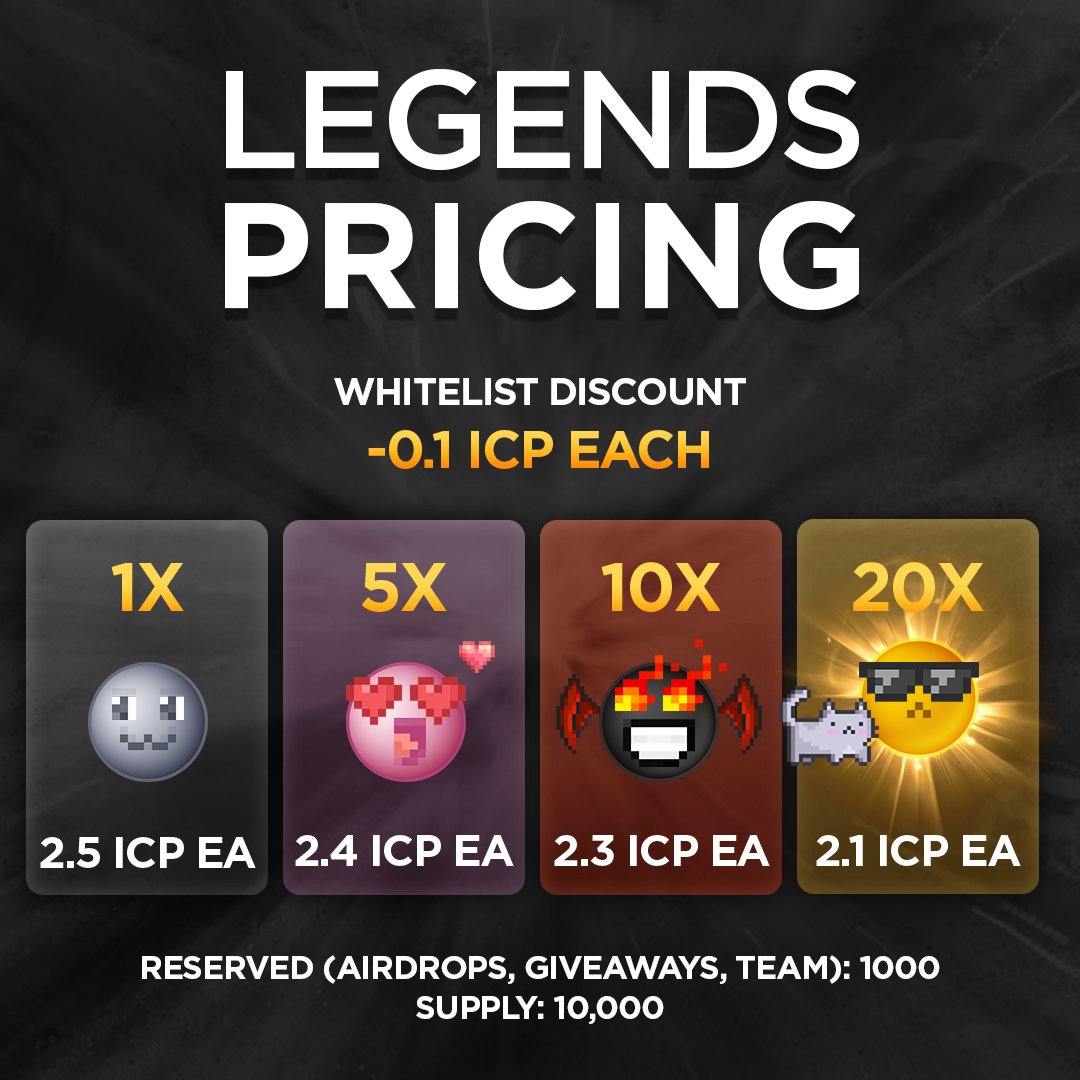 ICmoji Legends minting tomorrow, the 18th at 3 PM UTC / 11 AM ET! 😍 🎉

#ICP #Dfinity #NFTDrop @EntrepotApp #InternetComputer