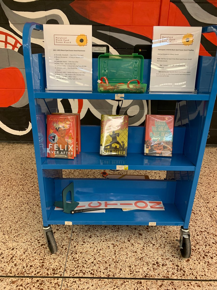 NCHSLibrary's tweet photo. Student Advisory Board taking Black-Eyed Susan nominee books to cafeteria. No books left! https://t.co/Ge3b4s1bXp
