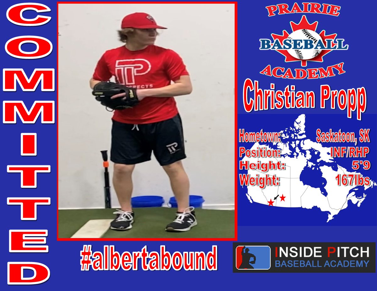PrairieBaseball's tweet photo. We would like to welcome Christian Propp INF/RHP from Saskatoon, SK. Christian currently attends @Inside_Pitch . Welcome to our family Christian!! #earntheA https://t.co/LQNcbxNkl1