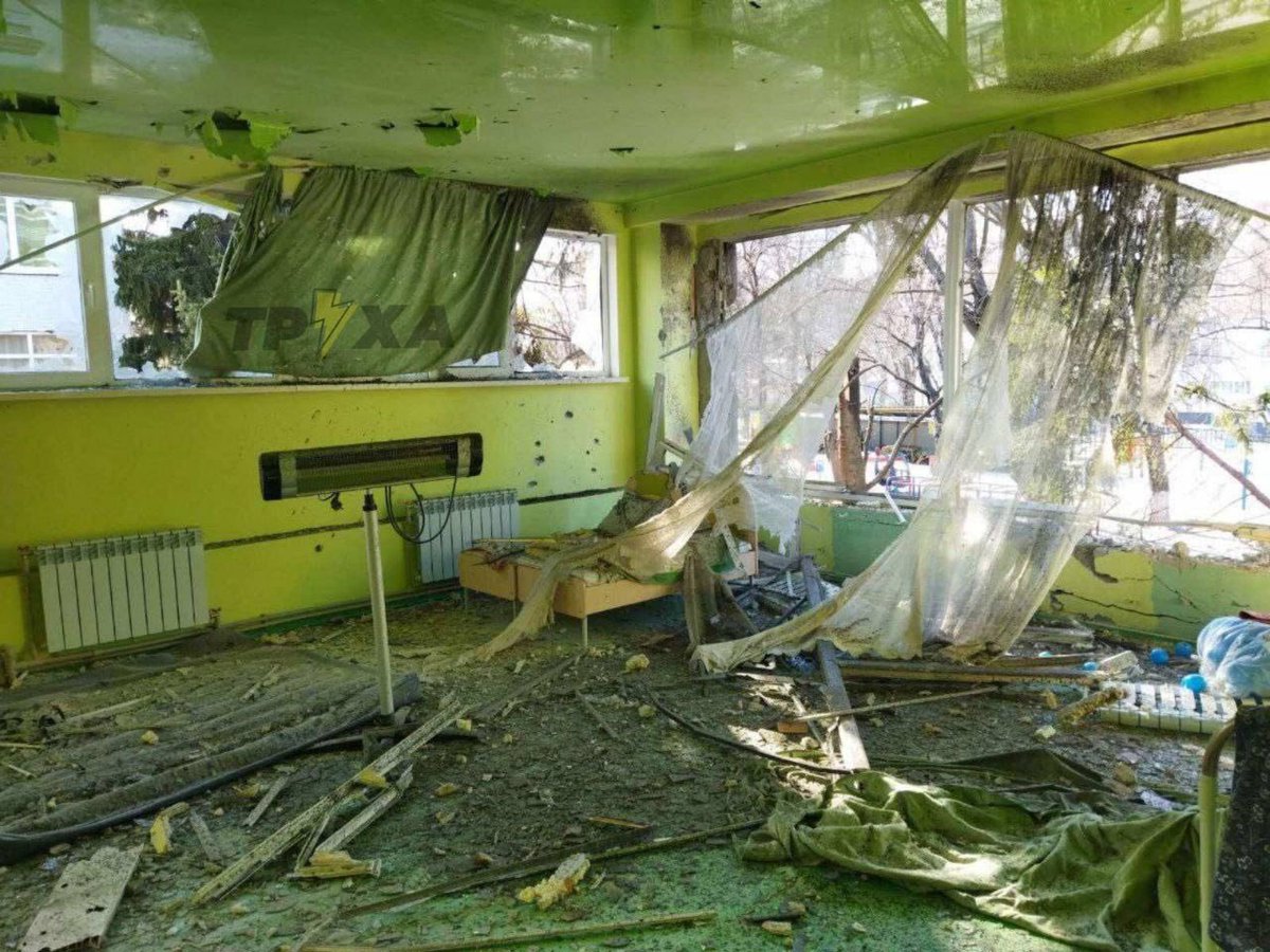 nexta_tv's tweet photo. This is how a kindergarten in #Kharkiv now looks like, which came under fire https://t.co/tbozjWqOeW