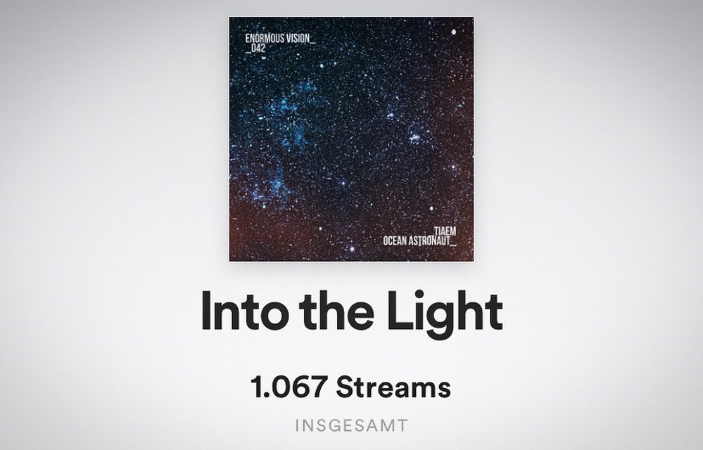 tiaemofficial's tweet photo. Wow 🤩 Thanks for over 1000 Streams 🙏🏻 #enormousvision #tiaemofficial #melodictechno #progressivehouse #deephouse #Spotify https://t.co/I9y0dMfVzI