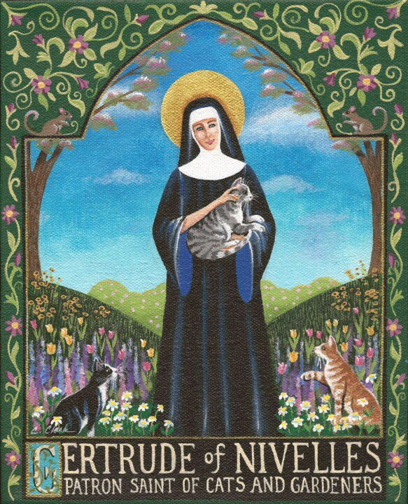 humane_solution's tweet image. Did you know that today isn't only St. Patrick's Day? It is also St. Gertrude's Day. She is the patron saint of cats! So maybe share a little of your corned beef with your kitty today, St. Gertrude would want that.