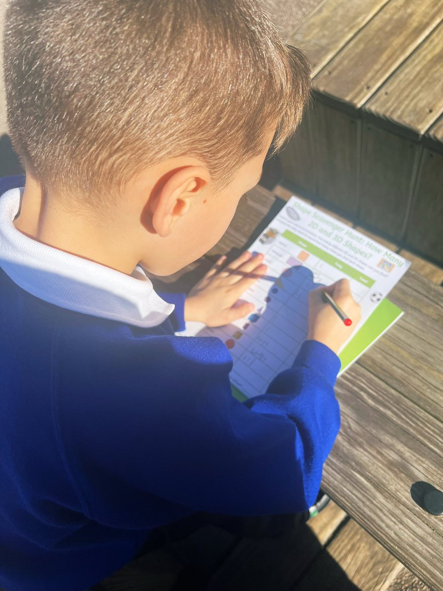 miss_bradfield's tweet photo. This afternoon Year 2 went on a shape scavenger hunt around school. We were looking for 2D and 3D shapes and recorded them in a tally chart. Which shape do you think we found the most of? 🔺🟩🔵 @PelhamPrimary_ @trustilluminate #maths #education #yeartwo https://t.co/mTGsxxuv9G