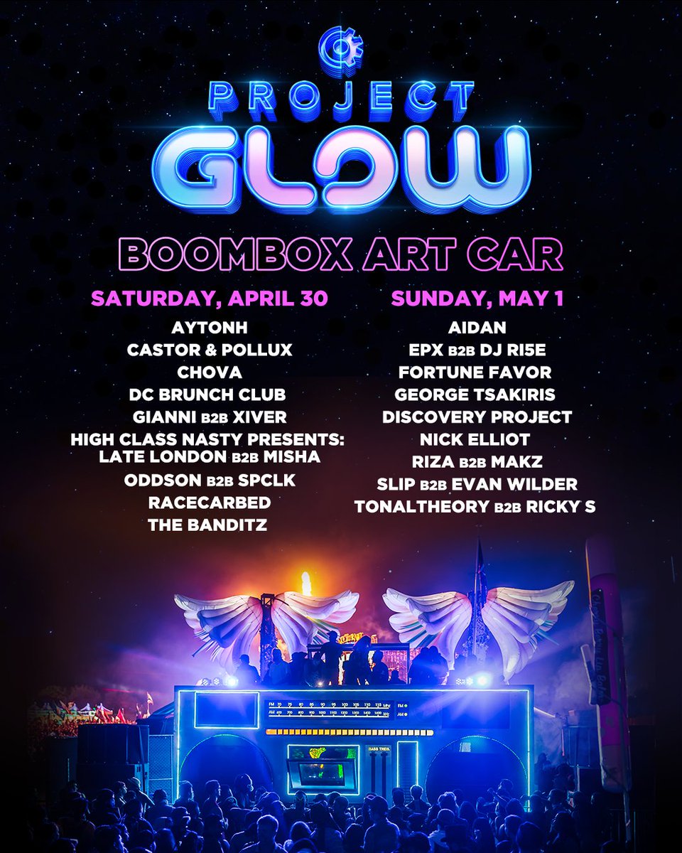 Project Glow Boombox Art Car lineup 