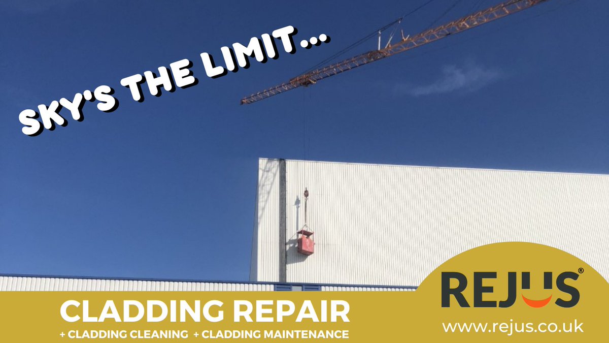 Cladding repair and cladding cleaning for commercial and industrial clients. Sky's the limit. See our new page here: rejus.co.uk/services/facil… #cladding #claddingrepair #claddingcleaning #facilitiesmanagement #construction #contractors #commercialcontractors #buildingmaintenance
